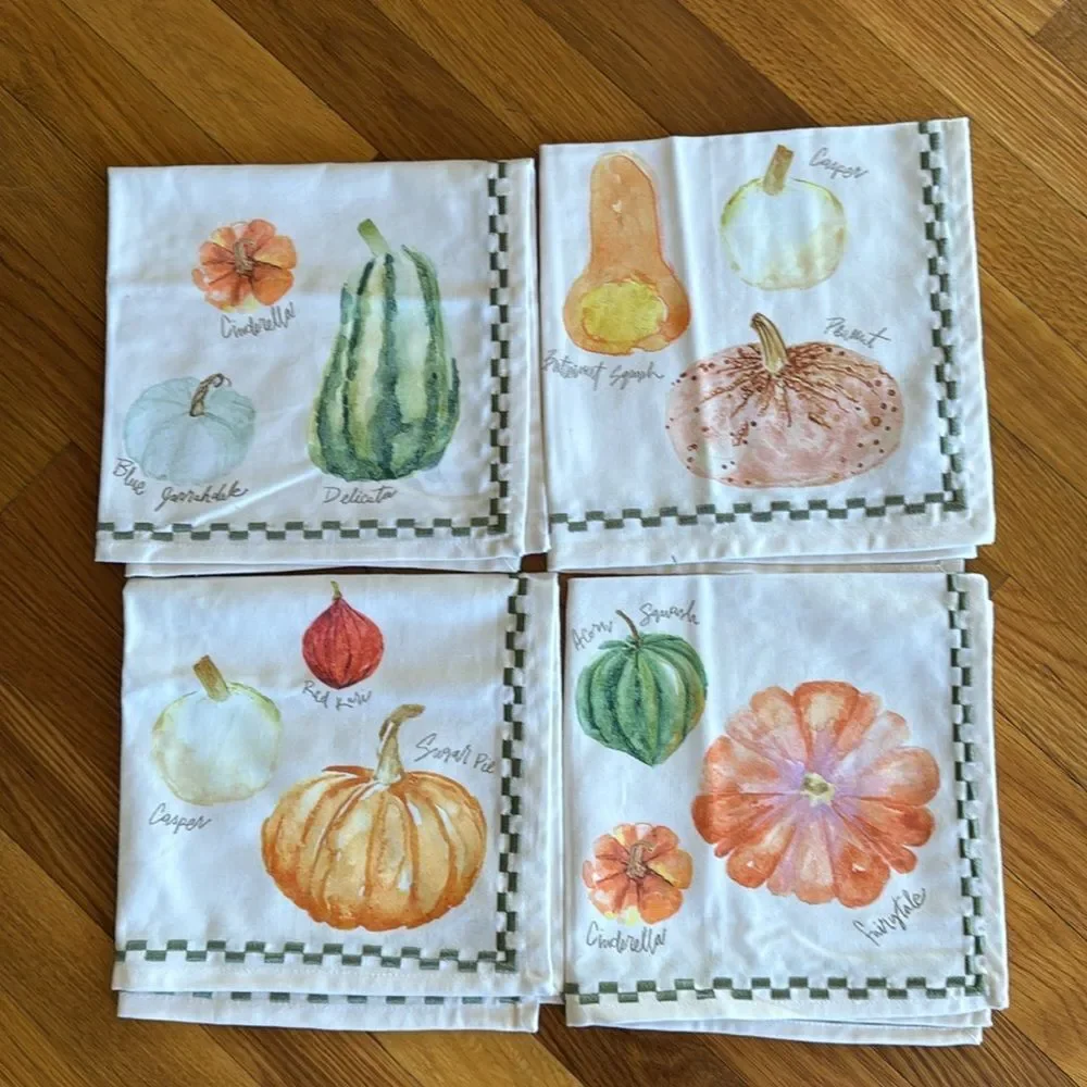 Anthropologie Types of Pumpkins Napkins, Set of 4
